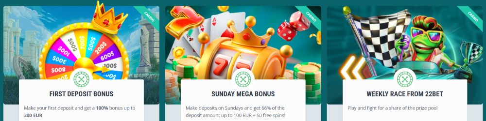 22bet Casino Bonuses