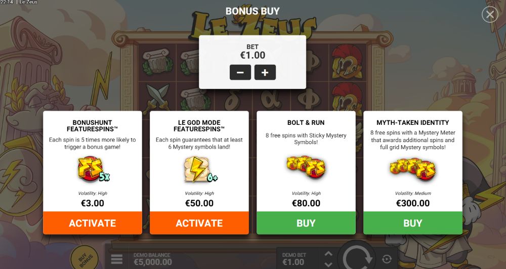 Le Zeus game features