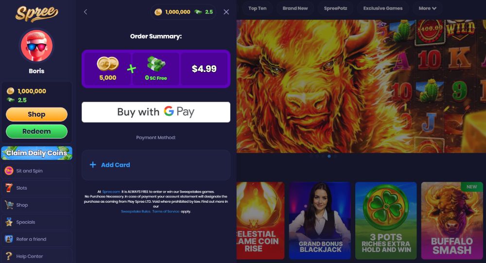 Spree Sweepstakes Casino review