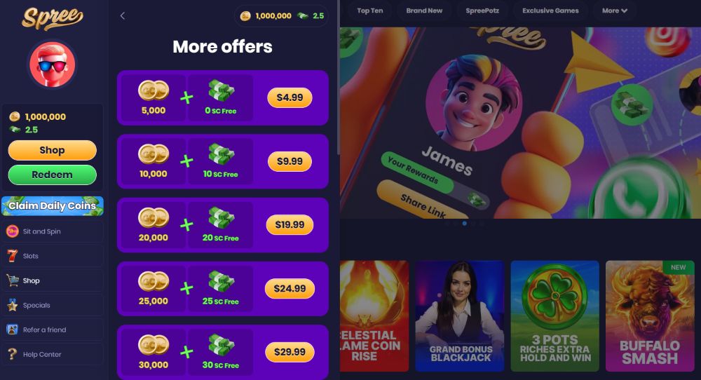 Spree Sweepstakes Casino Purchases