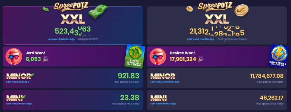 Spree Sweepstakes Casino Jackpots