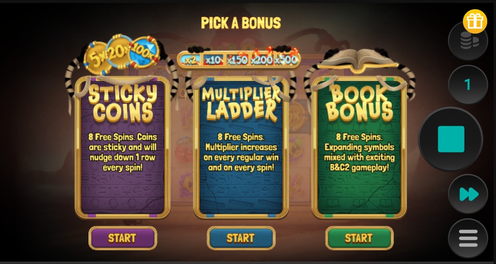 Bonus Pick Feature Bill & Coin 2 Mummy Mischief Game