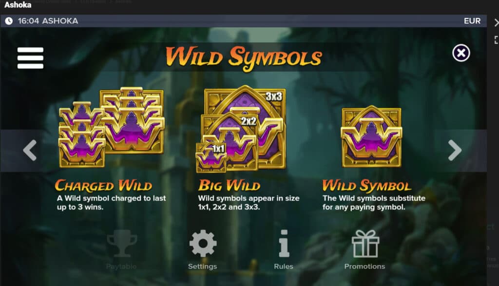 Wild Types: Regular, Big Wilds, Charged Wilds